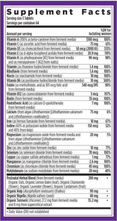 Perfect Postnatal Whole-Food Multivitamin, 270 Vegetarian Tablets, by New Chapter