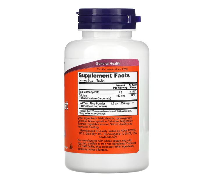 Red Yeast Rice, 1,200 mg, 60 Tablets by NOW Foods