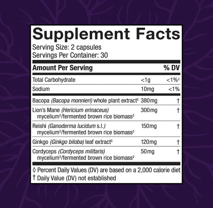 Host Defense MycoBotanicals Brain 60 Vegetarian Capsules