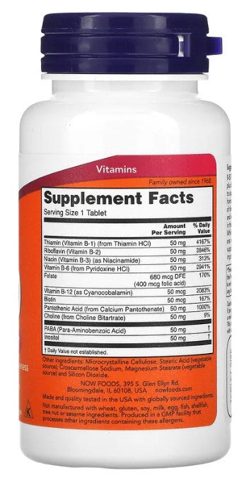 Vitamin B-50 - 100 Tablets, by NOW