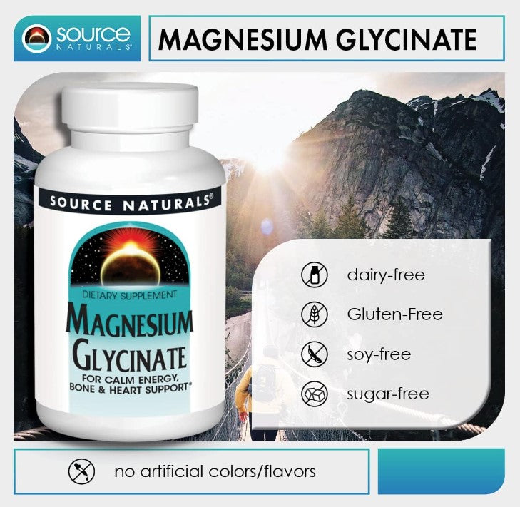 Magnesium Glycinate 200 mg 180 Tablets, by Source Naturals