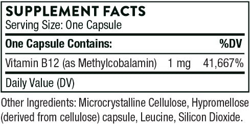 Vitamin B12 as Methylcobalamin, 60 Capsules, by Thorne