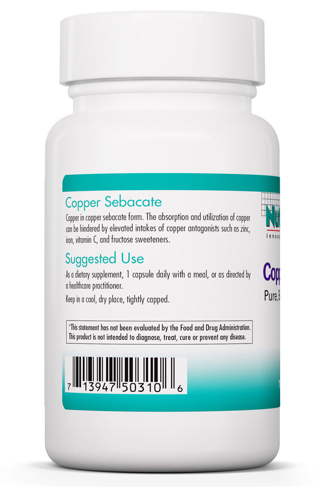 Copper Sebacate 75 Vegetarian Capsules by Nutricology best price