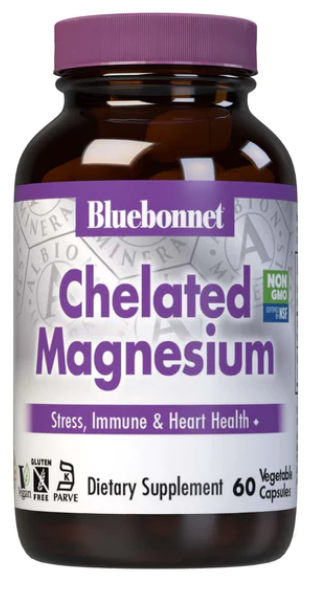 Chelated Magnesium,200 mg, 60 Vegetable Capsules, by Bluebonnet