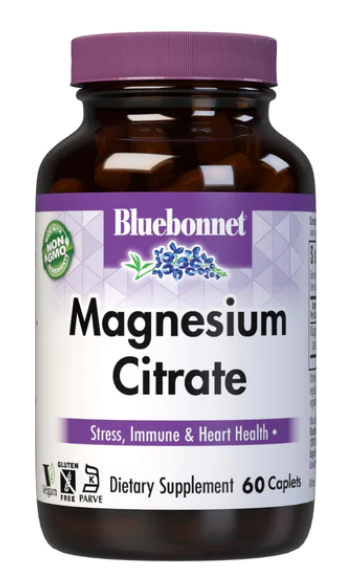 Magnesium Citrate 400 mg, 60 Caplets, by Bluebonnet