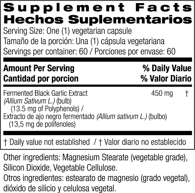 Fermented Black Garlic 450 mg 60 veg caps by Bio Nutrition best price