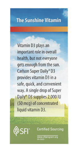 Super Daily® D3 2,000 IU (50 mcg) Per Vegetarian Drop 10.3 ml (365 Drops) , by Carlson