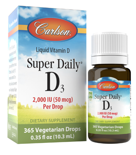 Super Daily® D3 2,000 IU (50 mcg) Per Vegetarian Drop 10.3 ml (365 Drops) , by Carlson