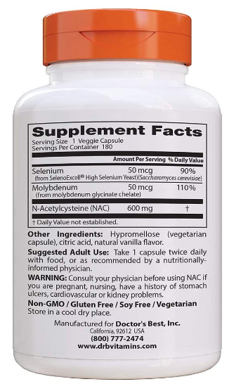 NAC Detox Regulators with Seleno Excell®, 600mg, 180 Veggie Caps, by Doctor&