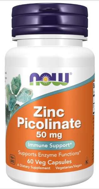 Zinc Picolinate 50 mg 60 Veg Capsules, by NOW