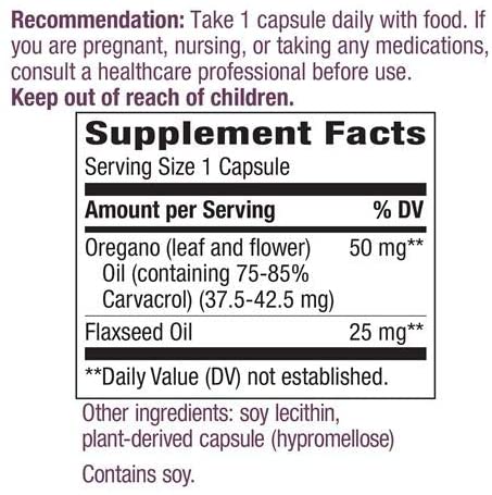 Oregano Oil Standardized 60 Vegetarian Capsules