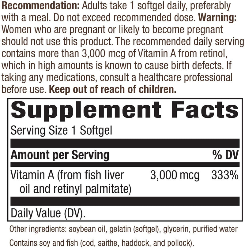 Vitamin A 10,000 IU 100 Softgels