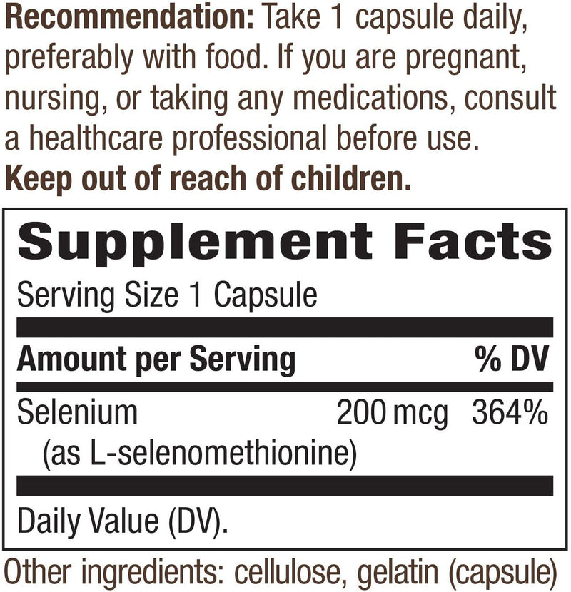 Selenium Yeast-Free 200 mcg 100 Capsules