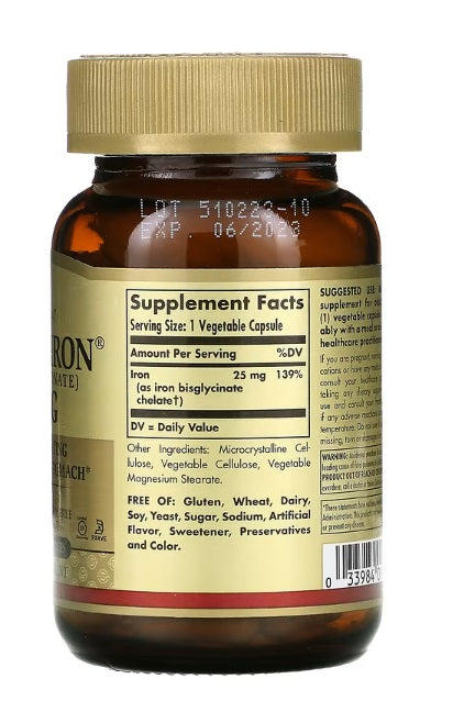 Gentle Iron 25 mg 90 Vegetable Capsules