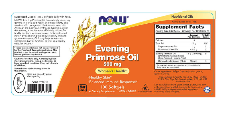 Evening Primrose Oil 500 mg 100 Softgels