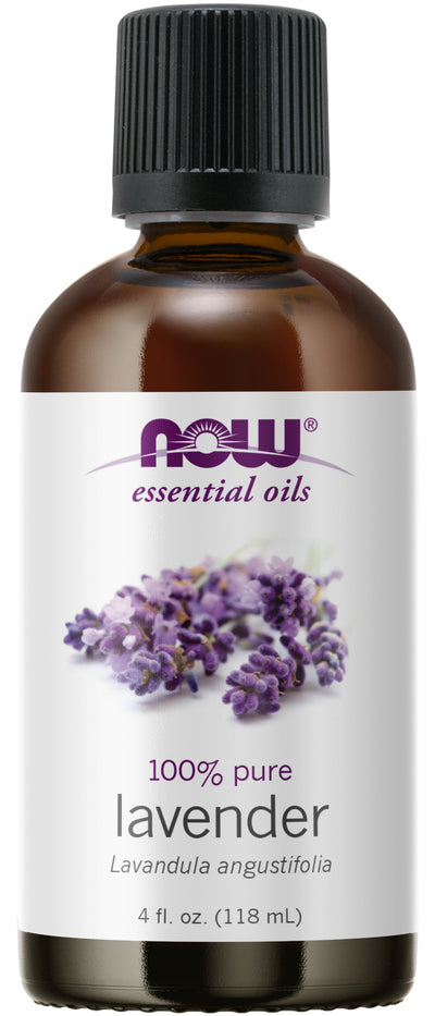 NOW Essential Oils, Lavender Oil, Soothing Aromatherapy Scent, Steam Distilled, 100% Pure, Vegan, Child Resistant Cap, 4-Ounce