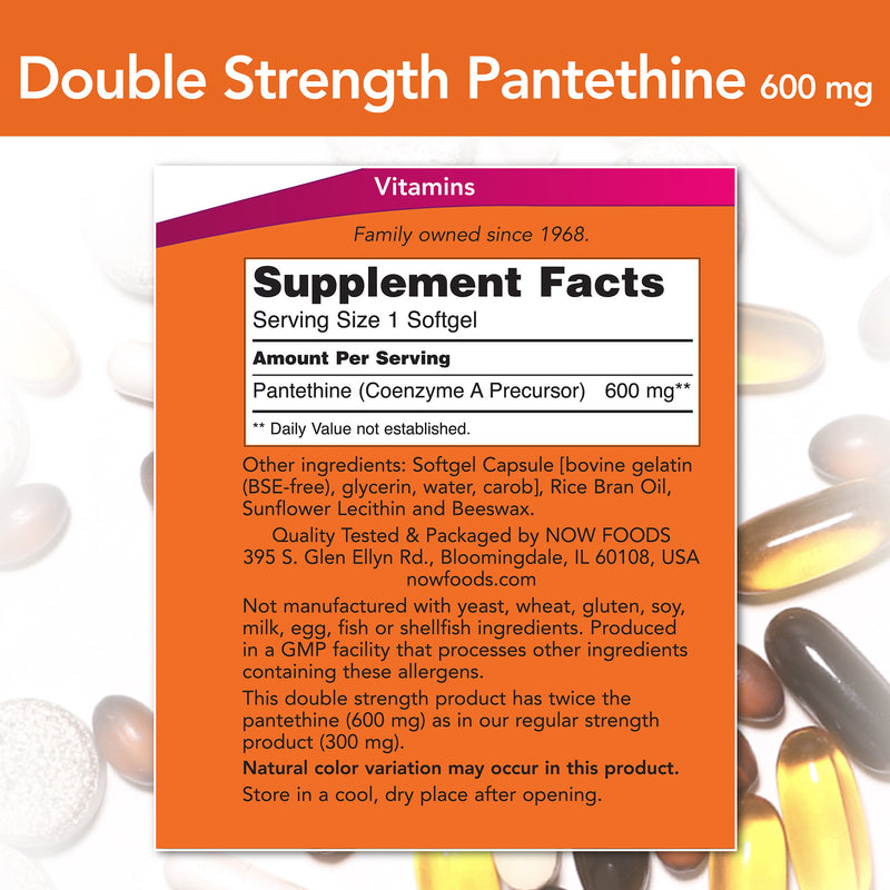 Pantethine Double Strength 600 mg 60 Softgels