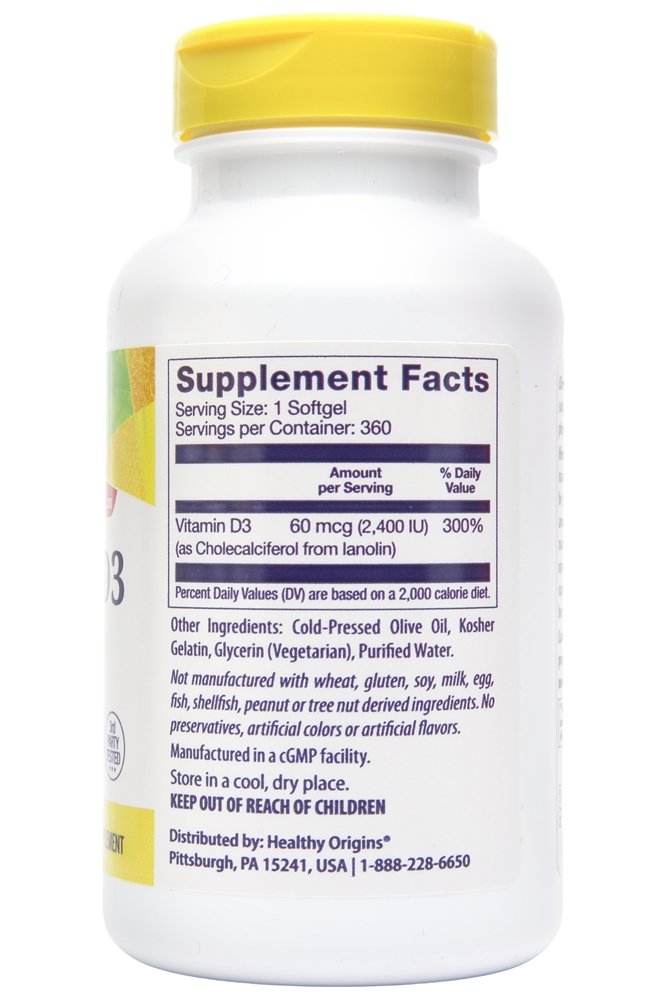 Vitamin D3 2,400 IU 360 Softgels by Healthy Origins best price