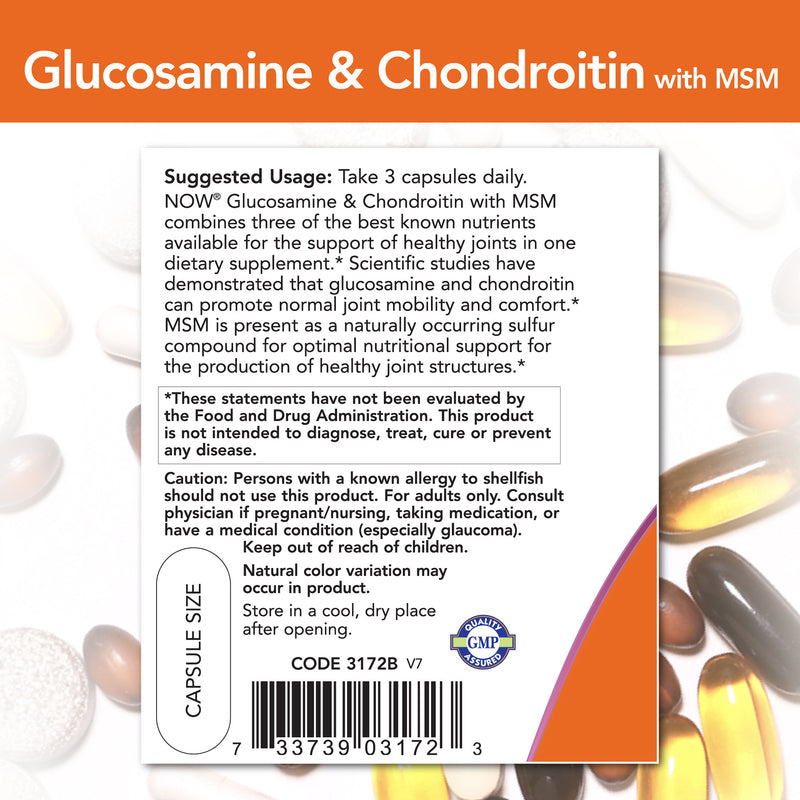 Glucosamine & Chondroitin with MSM 180 Capsules | By Now Foods - Best Price