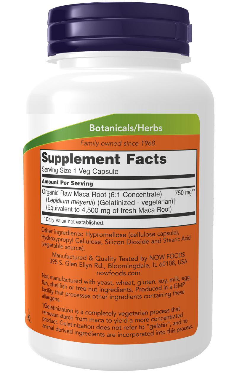 Raw Maca 750 mg 90 Veg Capsules | By Now Foods - Best Price