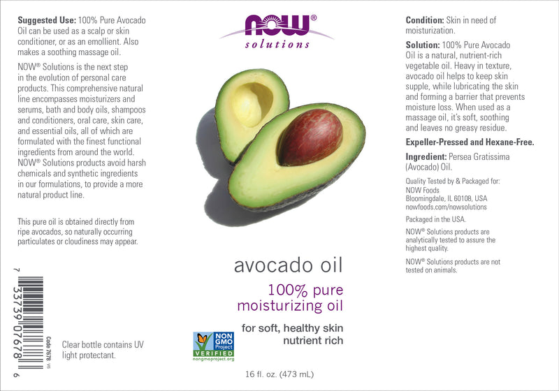 Now Solutions - Avocado Oil 16 fl oz (473 ml)