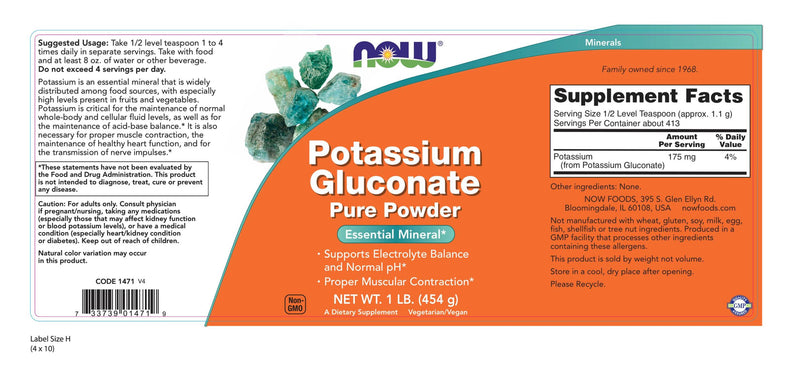 Potassium Gluconate 99 mg 250 Tablets | By Now Foods - Best Price