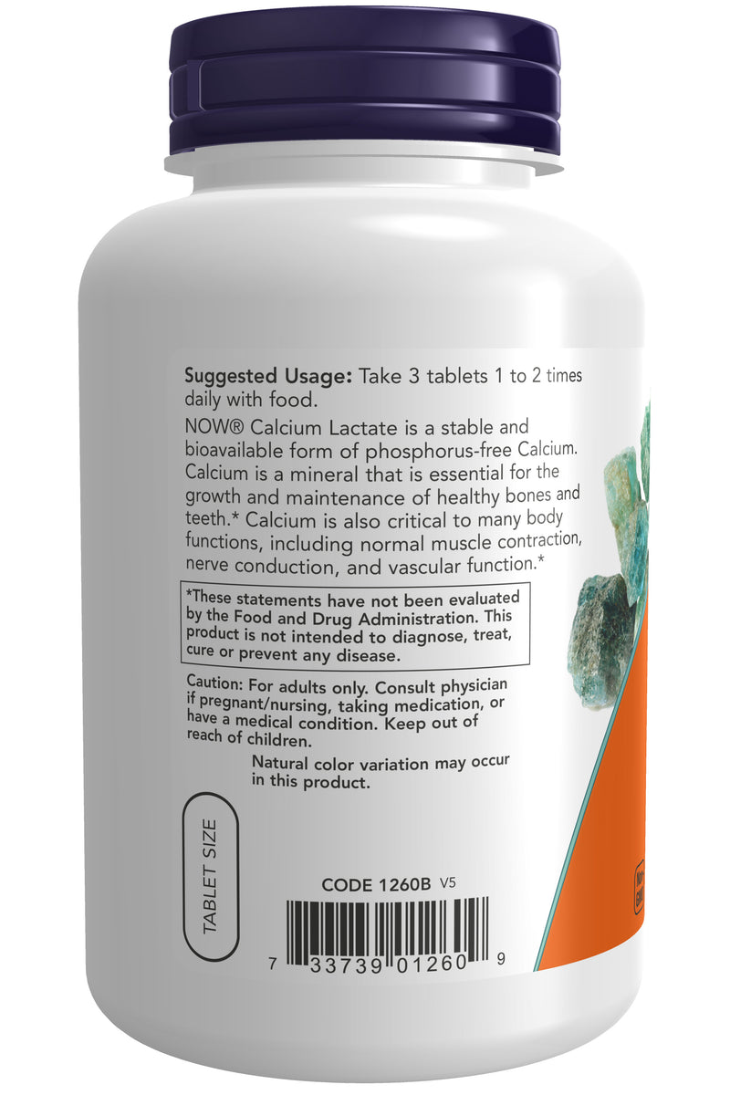 Calcium Lactate 250 Tablets | By Now Foods - Best Price