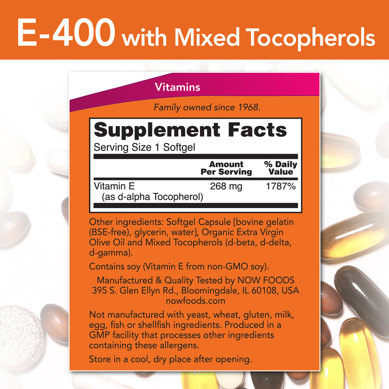 Natural E-400 with Mixed Tocopherols 100 Softgels